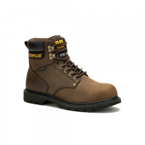 Botas Seguridad Caterpillar Second Shift Waterproof Steel Toe Hombre Marrones Oscuro | 2143-RKXJD