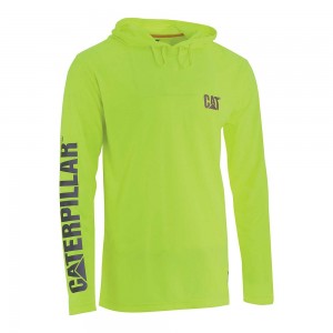 Camisa Manga Larga Caterpillar HiVis UPF Hooded Hombre Amarillo | 5079-SQMYN