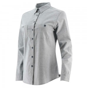 Camisa Manga Larga Caterpillar Oxford Shirt Mujer Azules | 0978-HXKRW