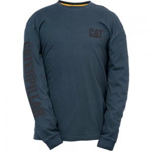 Camisa Manga Larga Caterpillar Trademark Banner Hombre Azules Oscuro | 2097-FSKYE