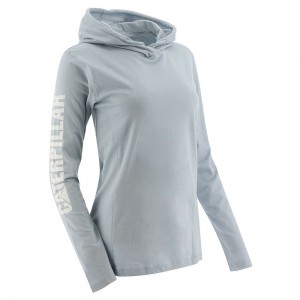 Camisa Manga Larga Caterpillar UPF Hooded Banner Mujer Azules | 7510-UALSP