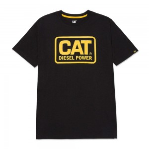 Camiseta Caterpillar Diesel Power Hombre Negras Amarillo | 1206-FLRPX