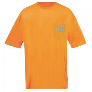 Camiseta Caterpillar Hi-Vis Trademark Pocket Hombre Naranjas | 1824-BQNIF