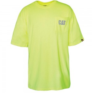 Camiseta Caterpillar Hi-Vis Trademark Pocket Hombre Amarillo | 7268-GIWTE