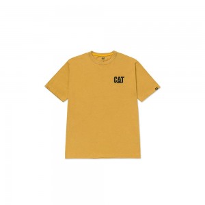 Camiseta Caterpillar Trademark Hombre Moutarde Amarillo | 4186-OZQVC