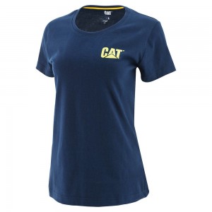 Camiseta Caterpillar Trademark Mujer Azules | 2048-OQZXY
