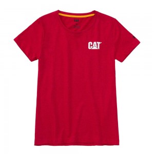 Camiseta Caterpillar Trademark Mujer Rojas | 0398-UYBDC