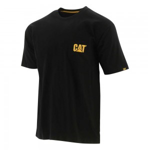 Camiseta Caterpillar Trademark Pocket Hombre Negras | 3654-ABZYC