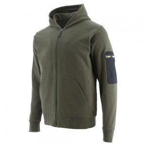 Sudadera con Capucha Caterpillar Loopback Full Zip Hombre Negras | 8012-JGMFS